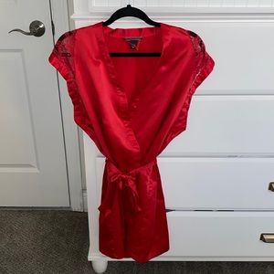 Sexy red lace kimono robe